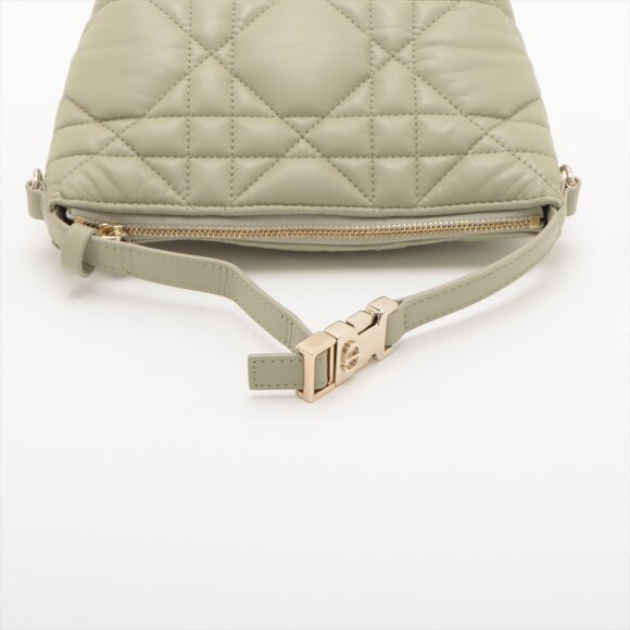 Christian Dior Cannage nomad pouch Leather Hand bag Green - Picture 5 of 8